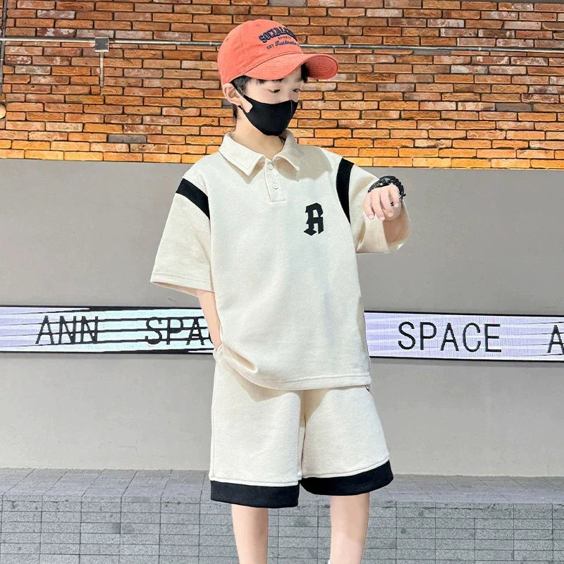 Teenagers Summer Boys Clothing Sets New Letter Fashion T-Shirt + Shorts 2Pcs Boys Suits Birthday Gift 5-14 Years Kids Clothes