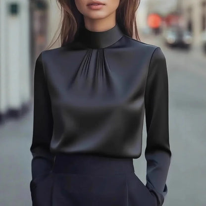 Women's Dressy Blouse Plain Elegant Daily Stylish High Neck Regular Tops