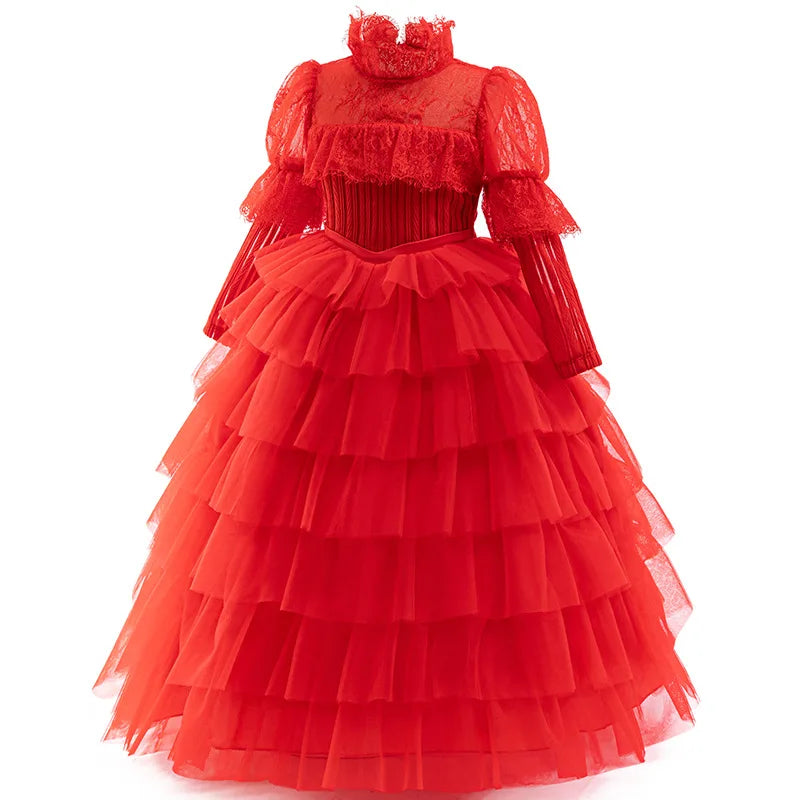New Luxury Wedding Flower Girl Dress Suitable for Girls Aged 8-12 Dresses V-neck Long sheer Party Costume Carnival Costume