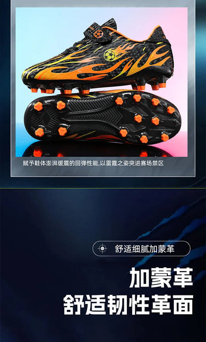 Children’s Soccer Shoes Grass Non-Slip Football Ankle Support Boots Outdoor Cleats Shoes Boys TF/FG Turf Futsal Training Shoes