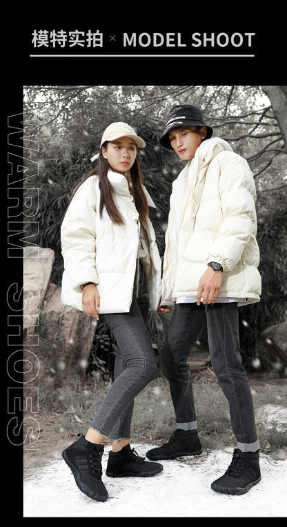 Womens Mens Waterproof Winter Barefoot Shoes Snow Boots Cotton Warm Fur Lined Unisex Walking Hiking Outdoor Shoes