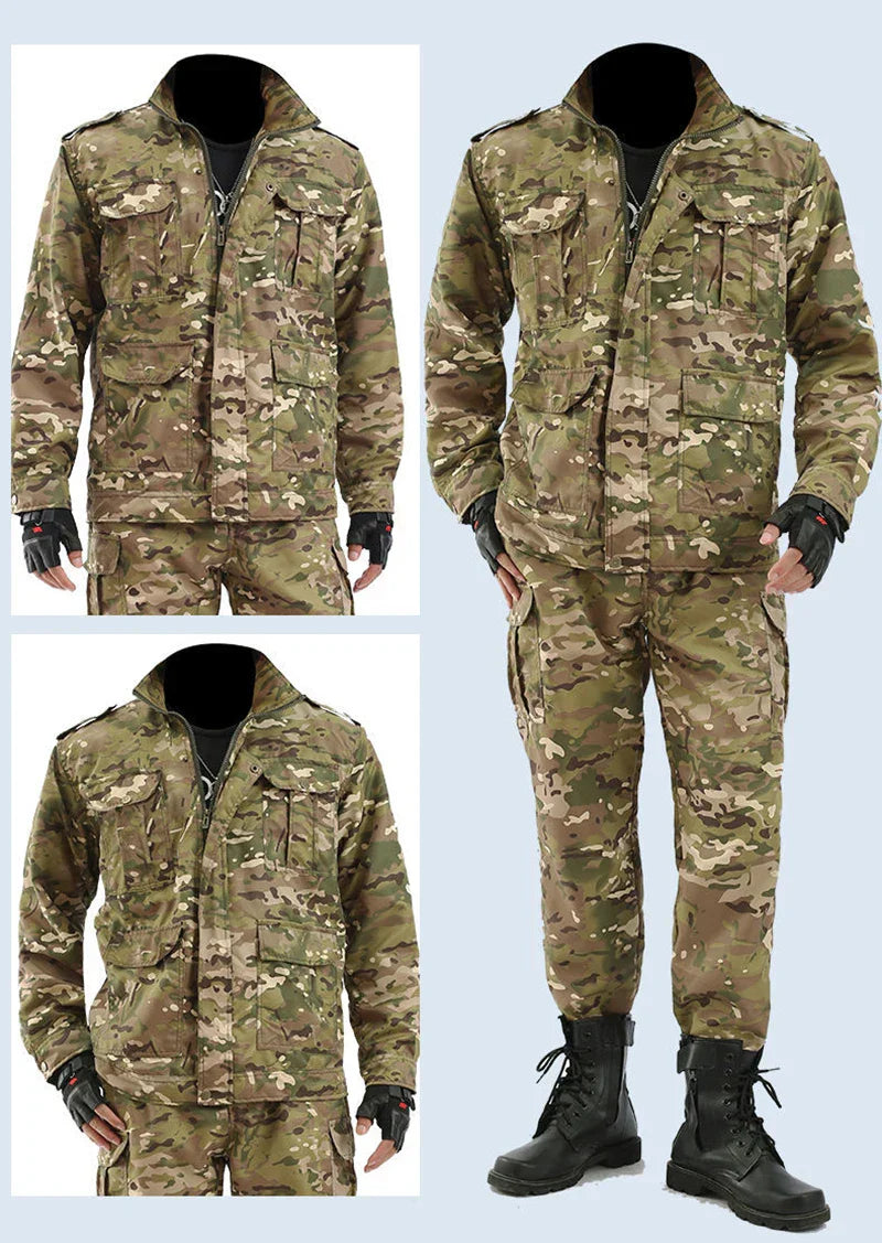Outdoor Uniform Men's Soft Tracksuit Suit Black Python Pattern Wear-resistant Overalls Labor Insurance Cloth