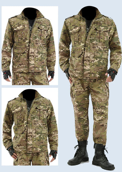 Outdoor Uniform Men's Soft Tracksuit Suit Black Python Pattern Wear-resistant Overalls Labor Insurance Cloth