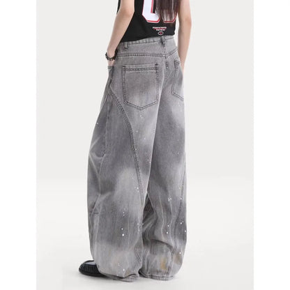 Retro washing smoke grey ink jeans