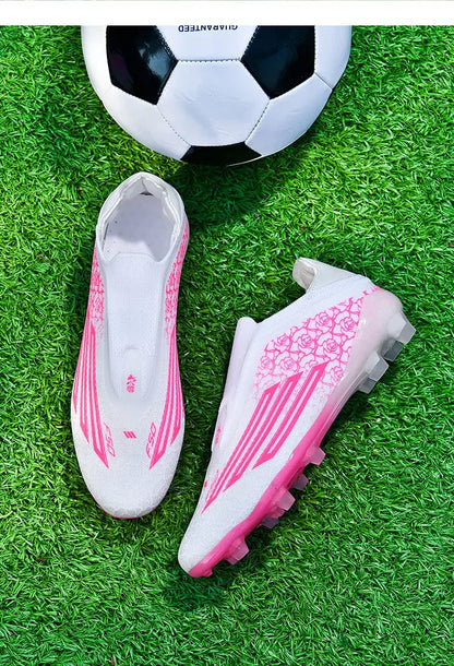Men High Top Soccer Cleats Firm Ground Stud Sole Breathable Wear Resistant Outdoor Lawn Match Training Football Shoes