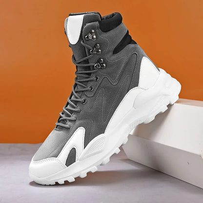 Fashion Men's Boots Comfortable Men Casual Shoes Breathable High Top Sneakers for Men Outdoor Non Slip Mens Ankle Boots Platform