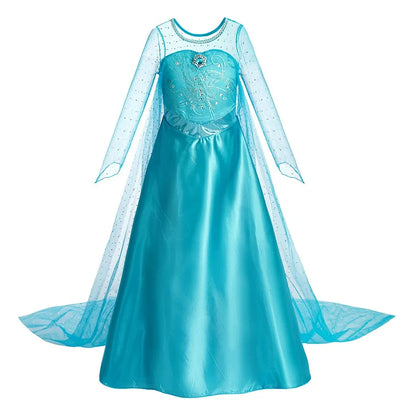 2025 Kid Elsa Anna Costume Girl Birthday Floral Dress Children Snow Queen Performance Fantasy Princess Evening Halloween Costume