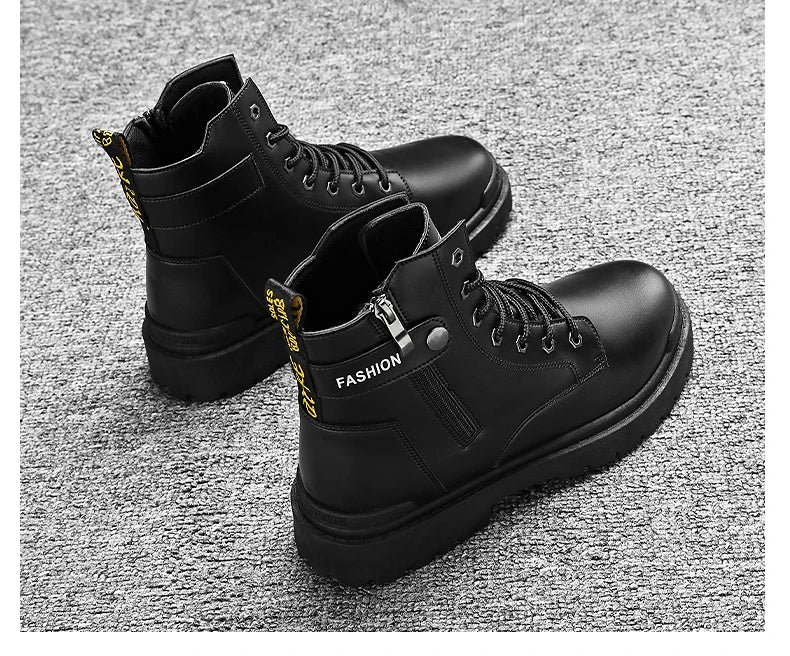Men's high top casual boots four seasons new outdoor anti slip comfort workwear boots fashion versatile trendy boots men's shoes