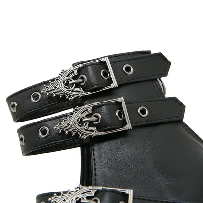 Goth Style Women Block Heels for Halloween Fashion Buckle Strap Dress Pumps Platform Mary Jane Shoes Stylish Back Zipper