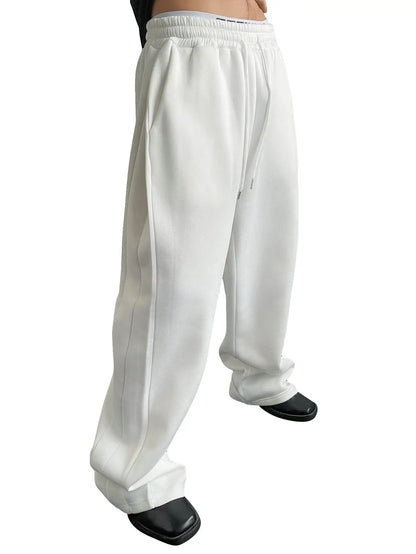Mens Sweatpants Straight Fit Joggers for Sports and Streetwear Loose Oversized Casual Pant Drawstring Multi-pocket Men Long Pant