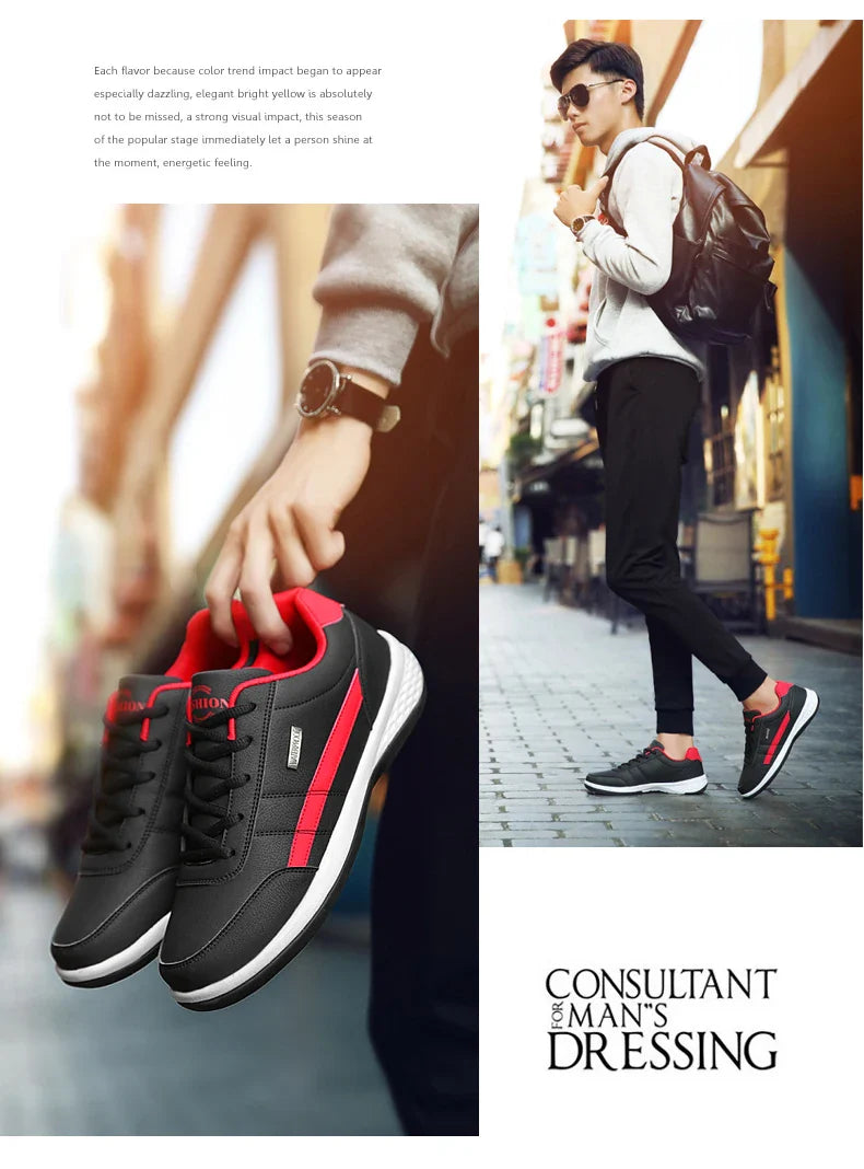Calçados Masculinos Tênis Impermeáveis de Caminhada Primavera Outono Lazer Sapatos Esportivos de Couro Masculino Antiderrapantes Tênis para Homens