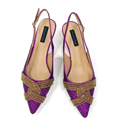 Temperament New Women's Shoes Wedding Shoes Ladies Dress Shoes Rhinestone Leather Italian Elegant Women Party Pumps