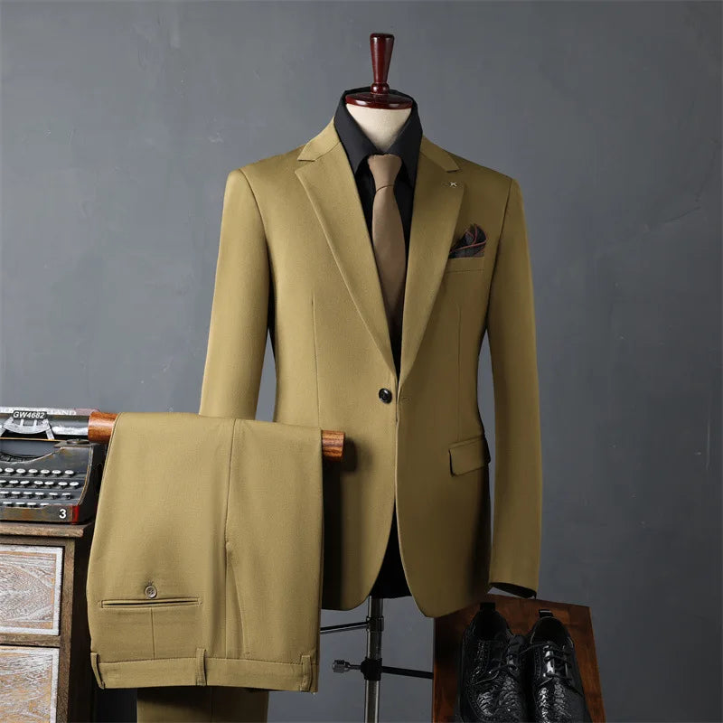 Classic Men Suit Sets Wedding Banquet Groomsman Slim Fit Blazer Pants Two Pieces Formal Activities Male Business Costumes