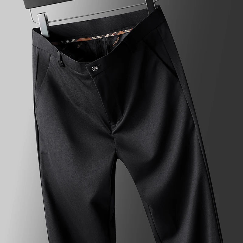 Men's Four-Way Stretch Business Casual Pants - Spring/Autumn Elastic Comfort Formal Dress Trousers for Office & Daily Wear