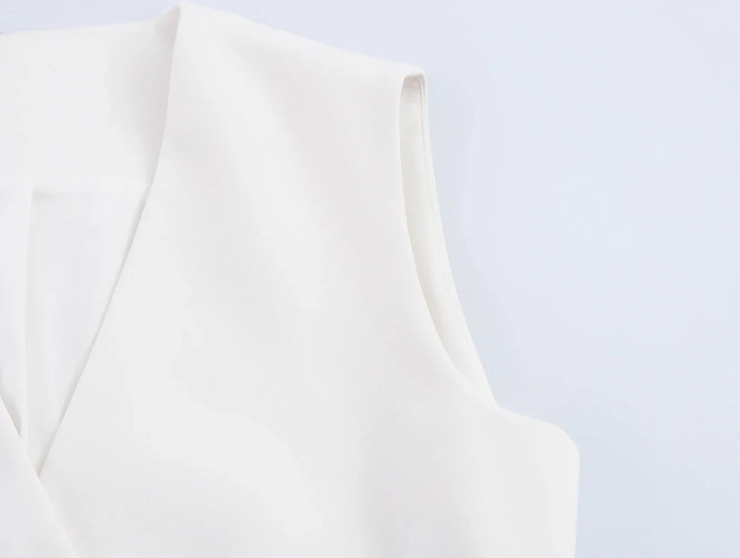 Casual Women Solid Tops Asymmetric V-Neck Single Breasted Pockects Sleeveless Vest Fashion 2025 Autumn Blazer Tops