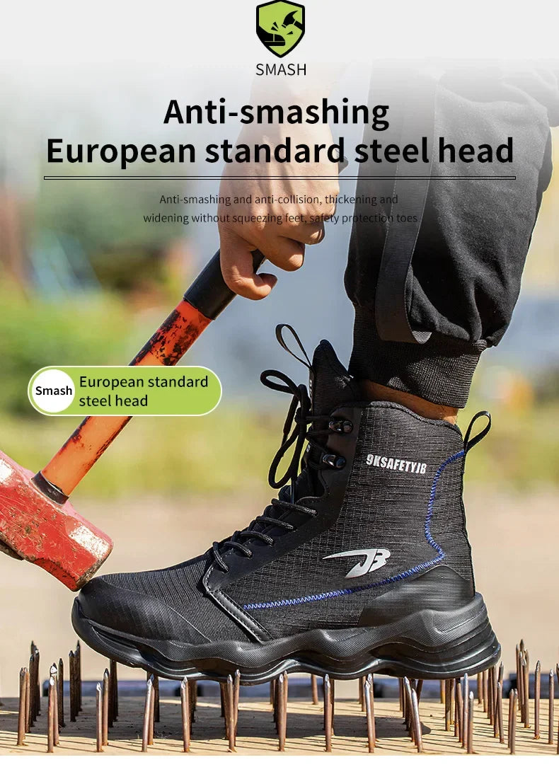 Safety Shoes Men Boots High Top Work Sneakers Steel Toe Cap Anti-smash Puncture-Proof work Boots Indestructible Shoes