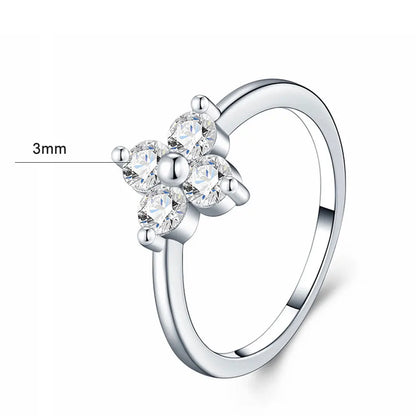 D Color Moissanite Four-leaf Clover Rings for Women 2.5/3/3.5mm Diamond Wedding Ring GRA s925 Sterling Silver Jewelry