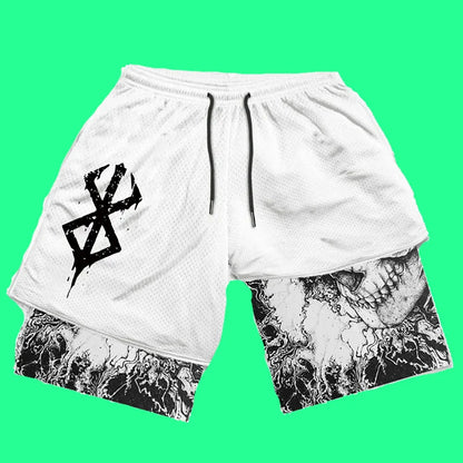 Y2K Men Streetwear Anime High Waist Oversize Breathable Gym Short Pants