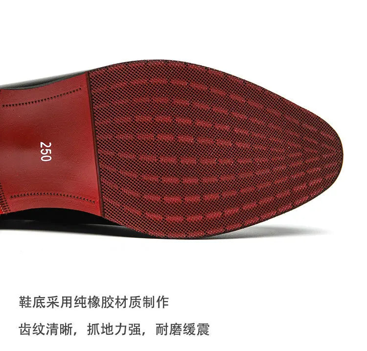 Autumn winter pointed toed male Boots Redsoled high top leather shoe English casual Chelsea boot Fashion comfortable men's shoes