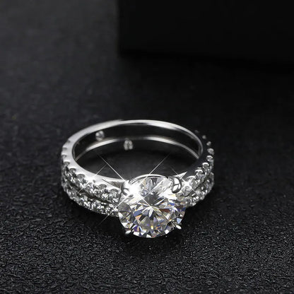 D VVS1 Moissanite Rings for women Sparkling Diamond Bridal Sets with GRA s925 Sterling Sliver Plated 18k Eternity Band