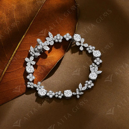 Luxury D VVS1 Color Real 925 Sterling Silver Moissanite Bracelets for Women Passed Diamond Tester Engagement Party Gift