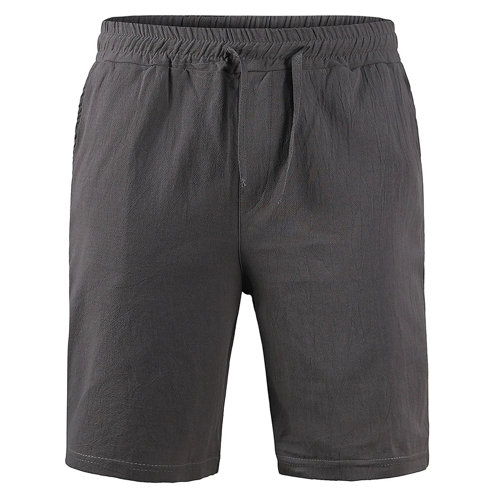 New Men's Cotton Linen Shorts Pants Male Summer Breathable Solid Color Linen Trousers Fitness Streetwear S-3XL