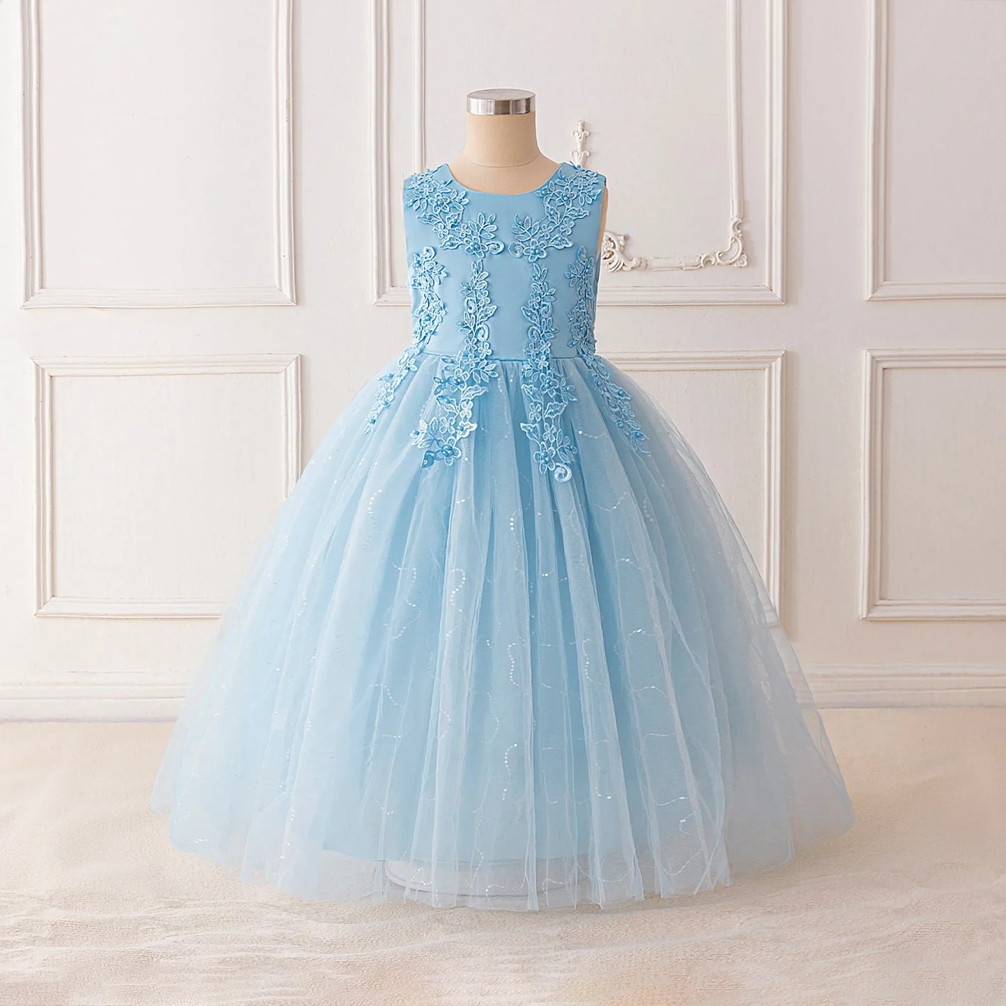 Summer Flower Baptism Bridesmaids Girls Dress Tulle Wedding Birthday Princess Party Dress Girls Graduation Evening Kids Clothing
