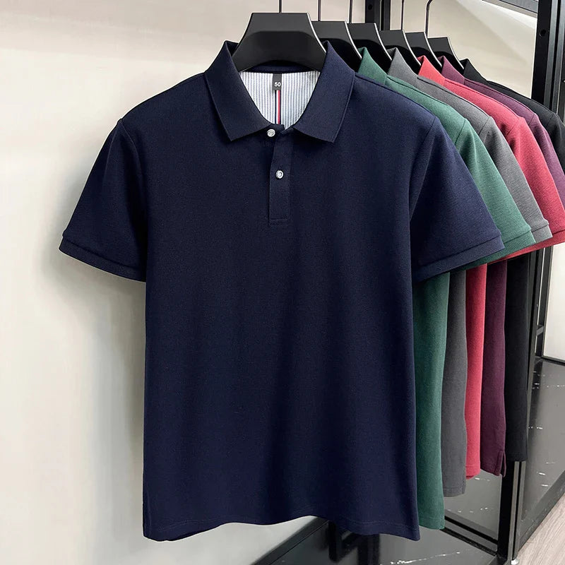 100% pure cotton high-end short sleeve polo shirt men's summer fashion new breathable Korean business casual golf brand T-shirt