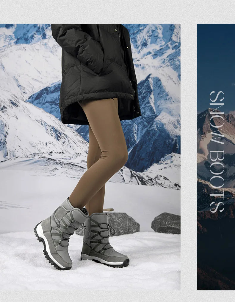 Men's Winter Shoes Waterproof Men's Boots Warm Plush Couple Snow Boots Outdoor Non-slip Hiking Boots Men Work Ankle Boots