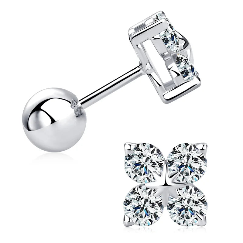 100% 925 Sterling Silver Real 0.8 Carat D Color Moissanite Stud Earrings For Women Sparkling Party Gifts Fine Jewelry