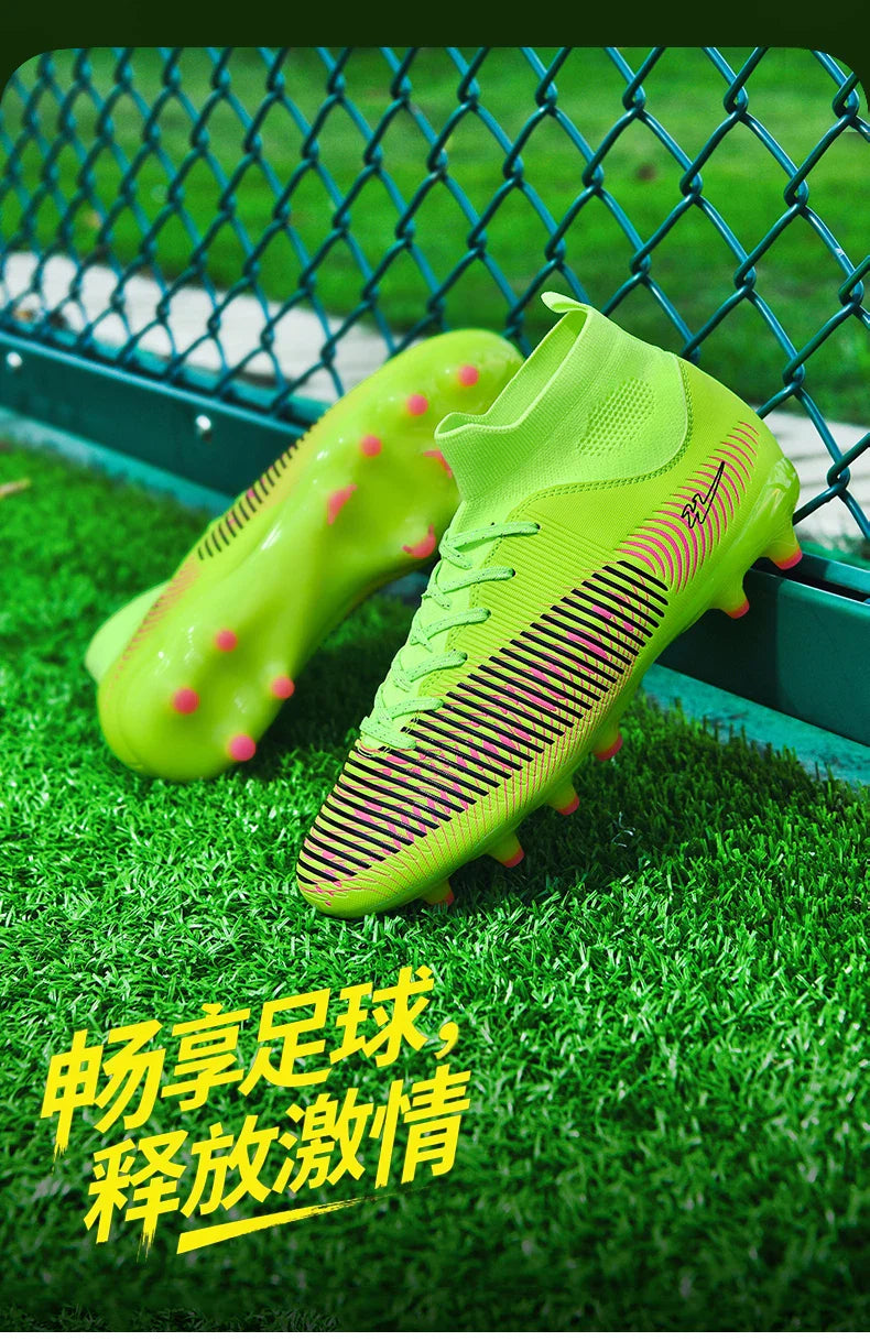 Double Star 2026 New High-Top AG Soccer Boots, Long Studs, for Teenagers, Primary School Students, Adults and Kids, Match & Trai