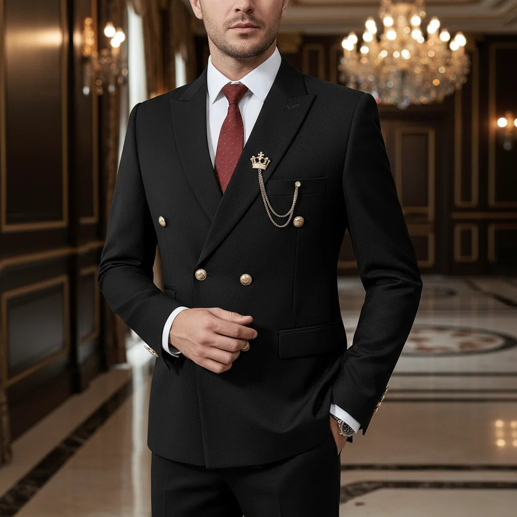 Terno Masculino de Dois Botões Elegante e Casual Slim Fit para Noivo Blazer Jaqueta Calças para Festa