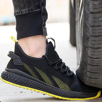 Breathable Men Work Shoes, Summer Safety Shoes Lightweight Protective Sneakers, Steel Toe Work Shoes Men Puncture-Proof Boots