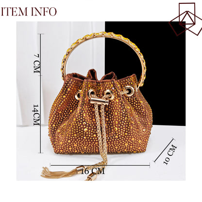 African popular pointed toe shoes anklet design and metal handle soft small bag high heels party shoes for women