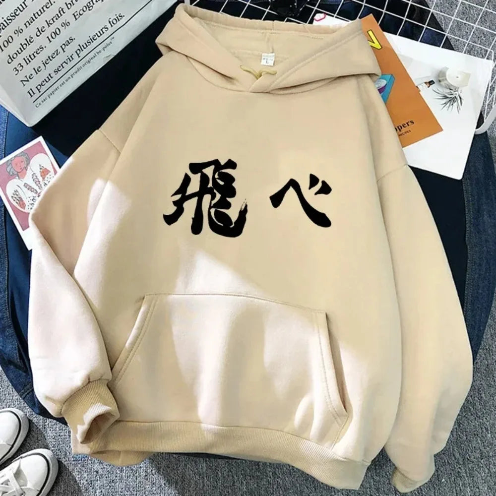 90s Japanese Anime Haikyuu Hoodies Women Funny Karasuno Fly High Graphic Streetwear  Fashion Male Sweatshirts Unisex Harajuku