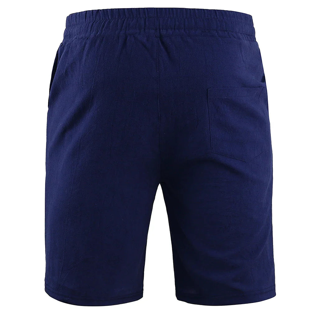 New Men's Cotton Linen Shorts Pants Male Summer Breathable Solid Color Linen Trousers Fitness Streetwear S-3XL