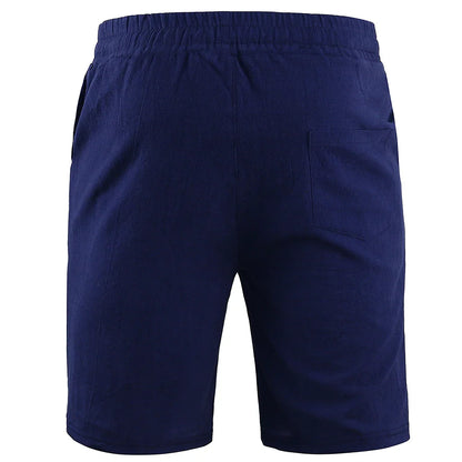New Men's Cotton Linen Shorts Pants Male Summer Breathable Solid Color Linen Trousers Fitness Streetwear S-3XL