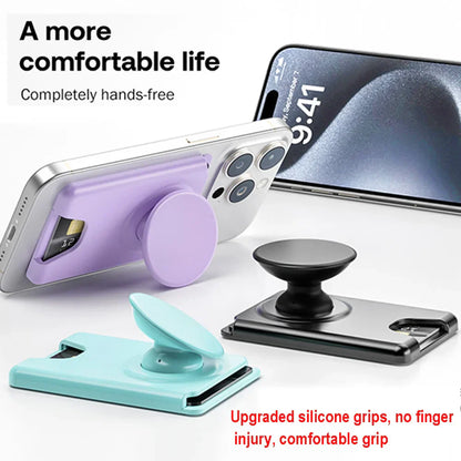 Universal Magnetic Wallet With Expanding Phone Grip,Phone Card Holder Solid SocketWallet For IPhone Samsung Wallets