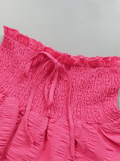 Women Solid Color High Waist Elastic Waistband Loose Swing Skirt Summer Casual A Line Flowy Skirt Female Daily Streetwear