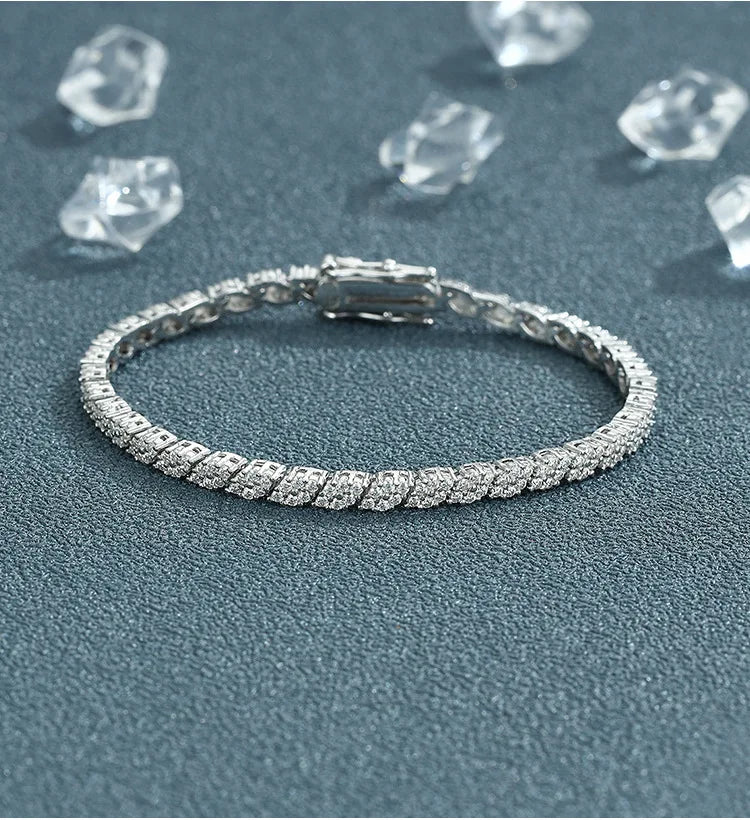 Full Moissanite Diamond Hook Link Chain Bracelet 1.2mm D Color For Woman Man S925 GRA Certified Couple Bracelets Bangle