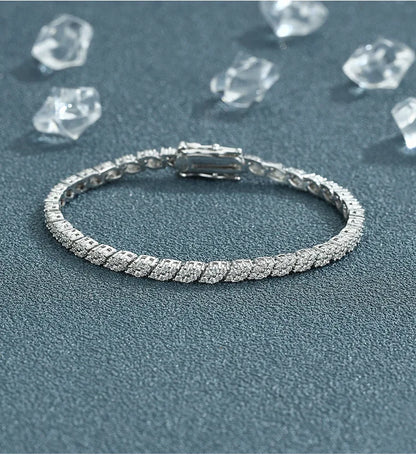 Full Moissanite Diamond Hook Link Chain Bracelet 1.2mm D Color For Woman Man S925 GRA Certified Couple Bracelets Bangle