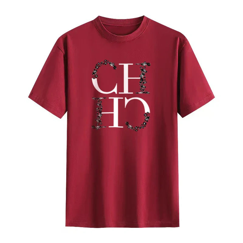 Letter Printed Fashionable Black T-shirt Trendy Streetwear Fashionable Men's and Women's Casual Loose Short Sleeved Top