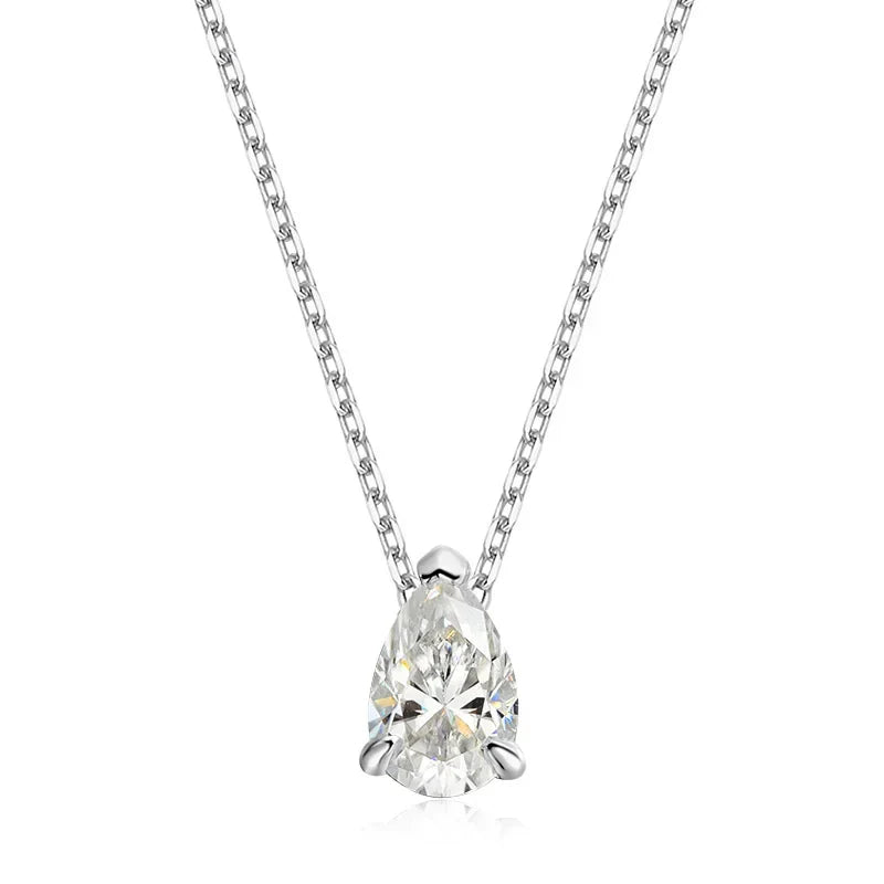 Certified 1CT 2CT Pear Cut D VVS1 Moissanite Necklace for Women 18k Gold Plated Jewelry 100%  Sterling Silver 925 Pendant