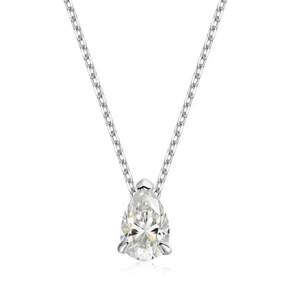 Certified 1CT 2CT Pear Cut D VVS1 Moissanite Necklace for Women 18k Gold Plated Jewelry 100%  Sterling Silver 925 Pendant