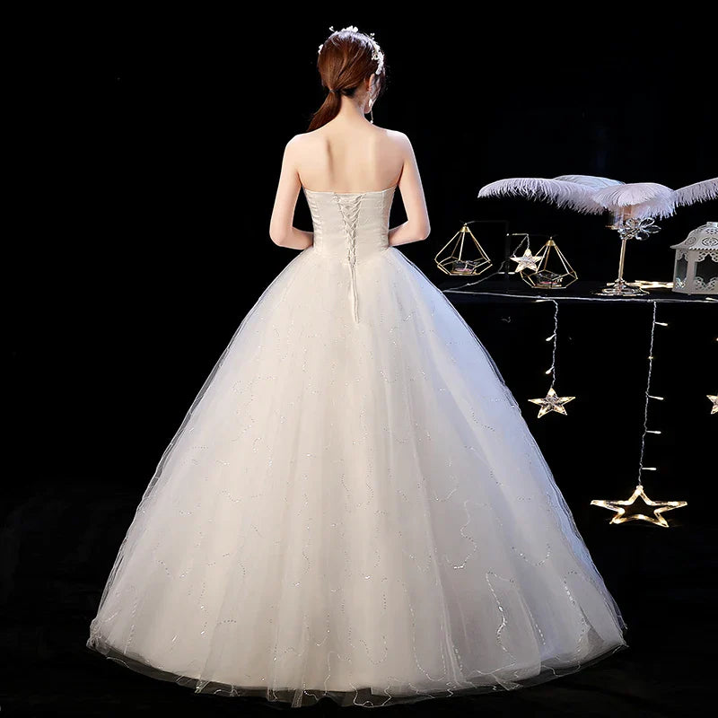 Wedding Dress Wholesale Lace up Embroidery Bride Marriage Dresses White Ball Gown Factory Christmas Carnival Plus Size