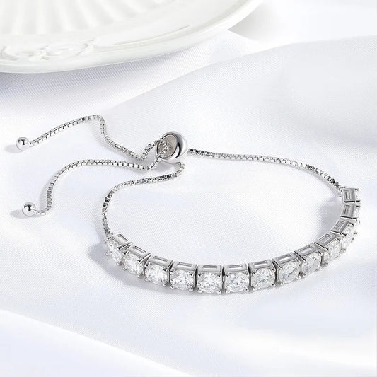 3/4/5mm Adjustable Moissanite Tennis Bracelet for Women Men D Vvs1 Round Gems Lab Diamond Chain S925 Sterling Silver