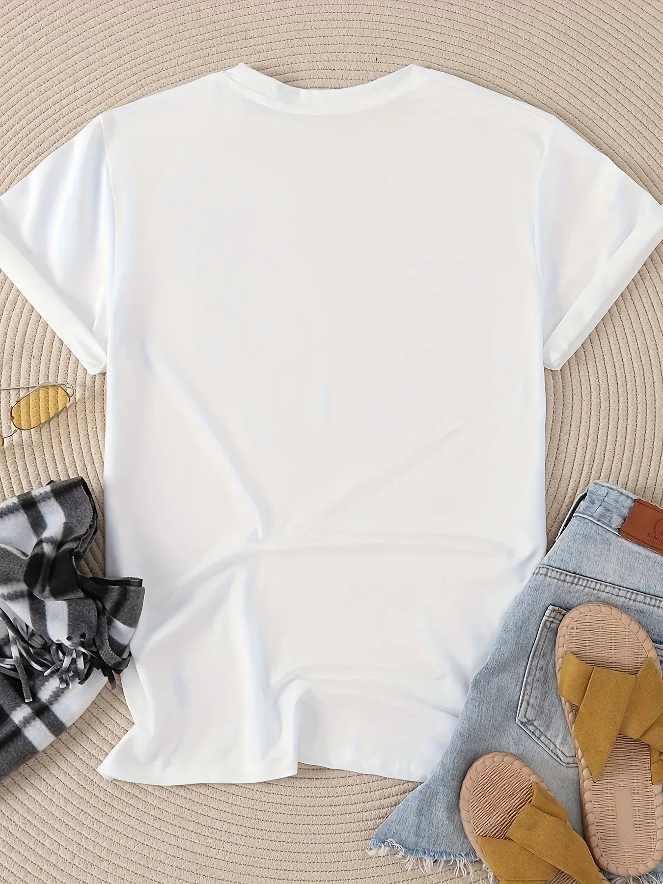 Lemon Print T-shirt Short Sleeve Crew Neck Casual Top for Summer & Spring Women's Clothing