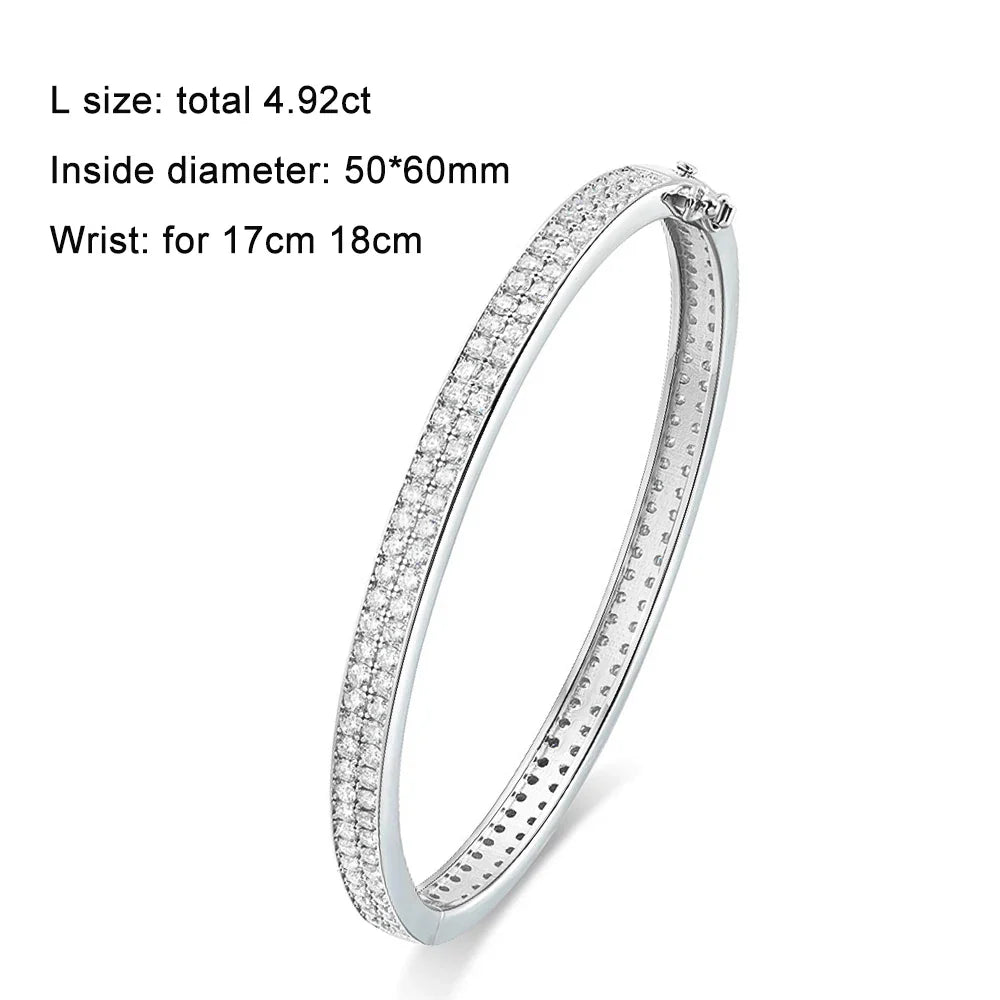 D VVS1 Moissanite Bangle Bracelets For Women Full Diamond Elegant Classic Solid 925 Sterling Sliver Jewelry Accessories