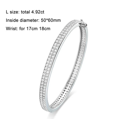 D VVS1 Moissanite Bangle Bracelets For Women Full Diamond Elegant Classic Solid 925 Sterling Sliver Jewelry Accessories