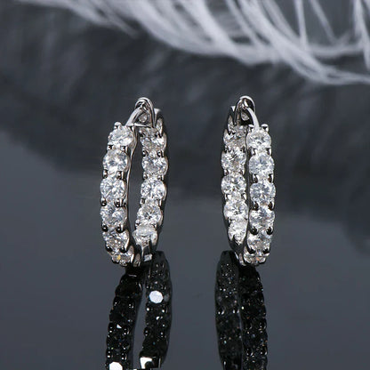 Hoops 100% 925 Sterling Silver Real 3mm Moissanite Stud Earrings For Women Sparkling Jewelry Gifts with Certificate Gifts